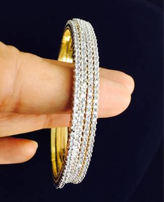 Set Of 4 Cz Gold Plated Ad Cubic Zirconia Bangles 4