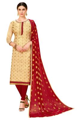 Beige jacquard banarasi silk salwar 1