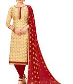 Beige jacquard banarasi silk salwar