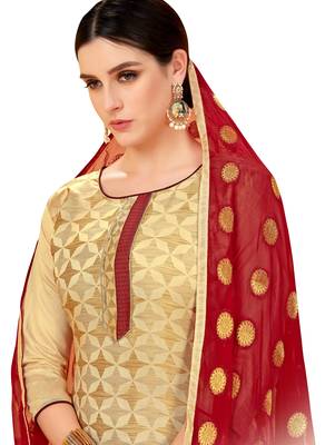 Beige jacquard banarasi silk salwar 2
