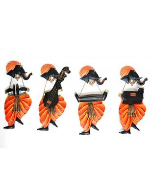 Swapkri Collections Ganesh Musical Set Of 4 Metal Wall Hanging (58X35Cm,Red) 1