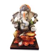 Karigaari India Handcrafted Polyresine Multicolor Ganesha Sitting on lotus Sculpture | Showpiece for Home  and Office