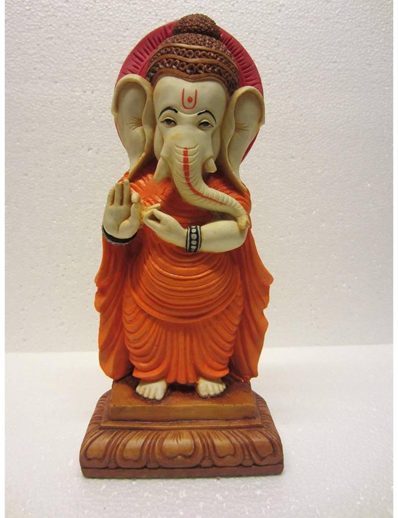 Clickshop9 Buddha Ganesha Statue Decor Religious Artifact Showpiece Gifts (Orange, 4.5"*2.5"*10.5")