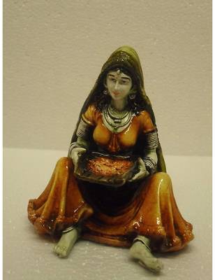 Clickshop9 Ethnic Village lady Showpiece Decor Party Gifts (Multicolour,6"*4"*6") 1