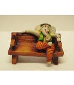 Clickshop9 Sittimg Ganesha Statue Decor Religious Artifact Showpiece (Multicolor, 6x3x4-inch)