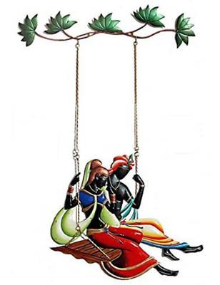 Karigaari Radha Krishna Under Jhula Iron Wall Hanging (45.72 cm x 12.7 cm x 66.04 cm) 1