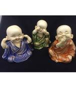 Karigaari Baby Buddha Monks Resine Showpiece (15.24 cm x 15.24 cm x 12.7 cm, Set of 3)