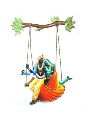 Craftter Iron Sheet Multi Color Radha Krishan Jhula-Wall Hanging-1 900 g (3cm * 45cm ) 1
