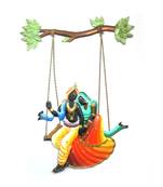 Craftter Iron Sheet Multi Color Radha Krishan Jhula-Wall Hanging-1 900 g (3cm * 45cm )