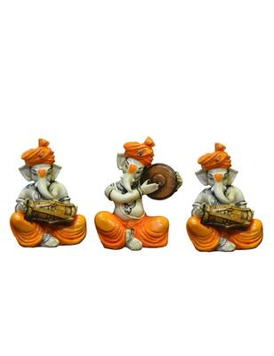 Karigaari India Polyresine Ganesha Playing Dholak - Dafli - Dholak 1