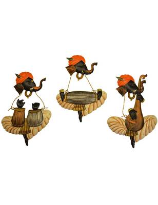 Karigaari India Wrought Iron Set of 3 Ganesha Wall Hanging 1