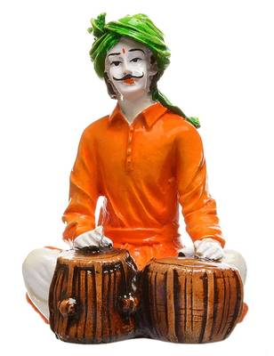 Karigaari Rajasthani Man Playing Tabla Polyresine Idol (15.24 cm x 15.24 cm x 15.24 cm) 1
