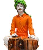 Karigaari Rajasthani Man Playing Tabla Polyresine Idol (15.24 cm x 15.24 cm x 15.24 cm)