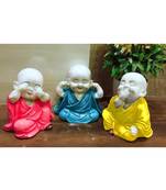 Karigaari India Resin Handcrafted Laughing Happy Monks Showpiece - Set of 3