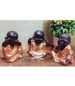 Karigaari Laughing Buddha Polyresine Showpiece (15.24 cm x 10.16 cm x 7.62 cm, Set of 3)