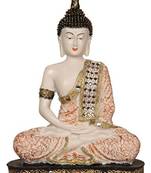 HEERAN Art Polyresin Sitting Buddha 24 cm Copper and White