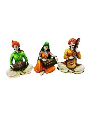Karigaari Dholak, Harmony and Veena Polyresine Showpiece (28.4 cm x 22.71 cm x 18.29 cm, Set of 3) 1