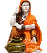 Karigaari Rajasthani Lady with Water Matka Showpiece Polyresine Showpiece (15.24 cm x 15.24 cm x 15.24 cm)