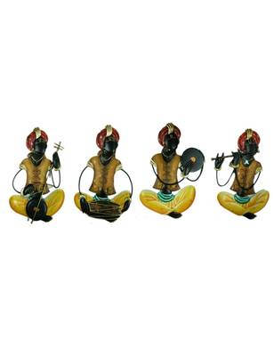 IndoRoots Set of 4 Rajastani Ladies troup wall hanging 1