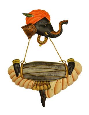 Karigaari India Wrought Iron Gansha Playing Dholak Wall Hanging 1