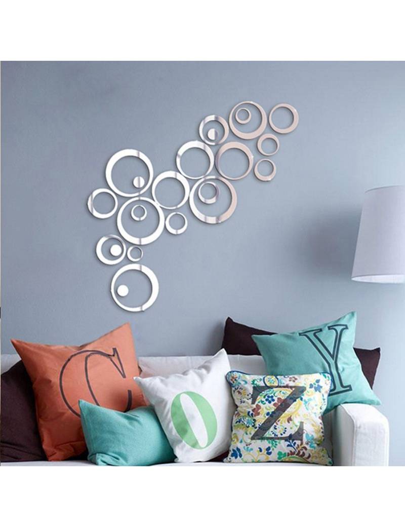 Karigaari Big Size 3D  Mirror Wall Sticker (Acrylic, 60.96 cm x 2.5 cm x 60.96 cm, Set of 15)