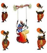 Karigaari India Wrought Iron Set of 4 Ganesha & Radha Krishna Wall Hanging