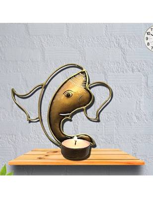 Karigaari India Iron Om Ganesha Candle Holder - Bronze 1