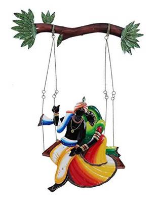 Karigaari India Wrought Iron Big Size Radha with Krishna on Swing Wall Hanging Showpiece Home Decor and Office 1