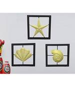 Karigaari India Wrought Iron Set of 3 Designer Wall Hanging Showpiece - Gold