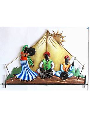 Karigaari India Wrought Iron Rajasthani Under Tent Wall Hanging- Multicolor (24 X 16 INCH) 1
