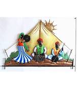 Karigaari India Wrought Iron Rajasthani Under Tent Wall Hanging- Multicolor (24 X 16 INCH)