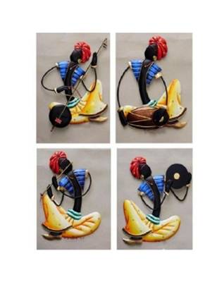 Karigaari Rajasthani Men Polyresine Wall Hanging (15.01 cm x 5 cm x 30 cm, Set of 4) 1