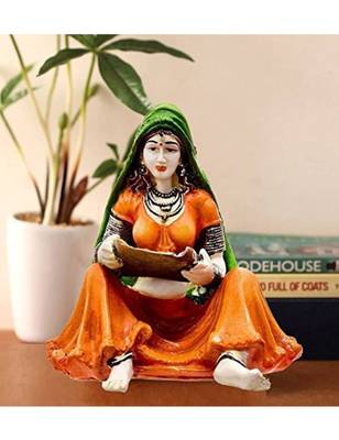 Karigaari Rajasthani Lady with Supda Polyresine Showpiece (15.24 cm x 15.24 cm x 15.24 cm) 1