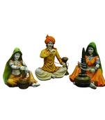 Karigaari Man with Hukka and Lady with Chaas and Mirchi Polyresine Showpiece (15.24 cm x 15.24 cm x 12.7 cm, Set of 3)