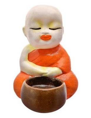 Karigaari Buddha Idol Monks Polyresine Candle Holder (12.7 cm x 12.7 cm x 15.24 cm) 1