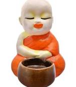 Karigaari Buddha Idol Monks Polyresine Candle Holder (12.7 cm x 12.7 cm x 15.24 cm)