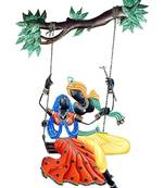 Shlok Collection Wrought and Cast Iron Radha Krishna Jhula Wall Hanging (38 cm x 3 cm x 78 cm)