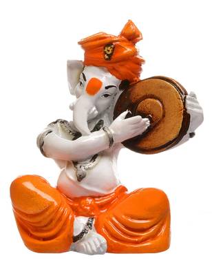 Karigaari India Handcrafted Ganesha Playing Dafli Showpiece I Best Gifting Option (Size : 5 x 4 x 5 inches) 1