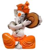 Karigaari India Handcrafted Ganesha Playing Dafli Showpiece I Best Gifting Option (Size : 5 x 4 x 5 inches)