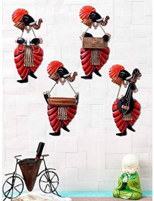 Karigaari India Wrought Iron Set of 4 Ganesha Playing Instruments Wall Hanging Showpiece I Ganesha Wall Hanging 1