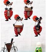 Karigaari India Wrought Iron Set of 4 Ganesha Playing Instruments Wall Hanging Showpiece I Ganesha Wall Hanging