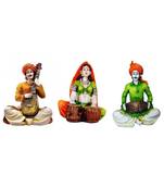 Karigaari India Set of 2 Men Playing Veena & Dholak & 1 Lady Playing Tabla Different Instruments