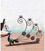 Karigaari India Decorative Dancing Peackock Set of 4 Candle Holder Showpiece Iron Peackock  (Size : 26 x 44 cm)