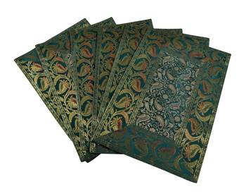 Lal Haveli Green Dining Table Mat Set of 6 silk Placemats Set Dining Table Mate Set 1