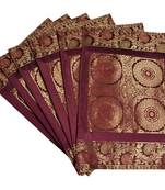 Lal Haveli Dining Table Mat Set of 6 Royal Maroon silk Placemats Set Wedding Dining Table Mate Set
