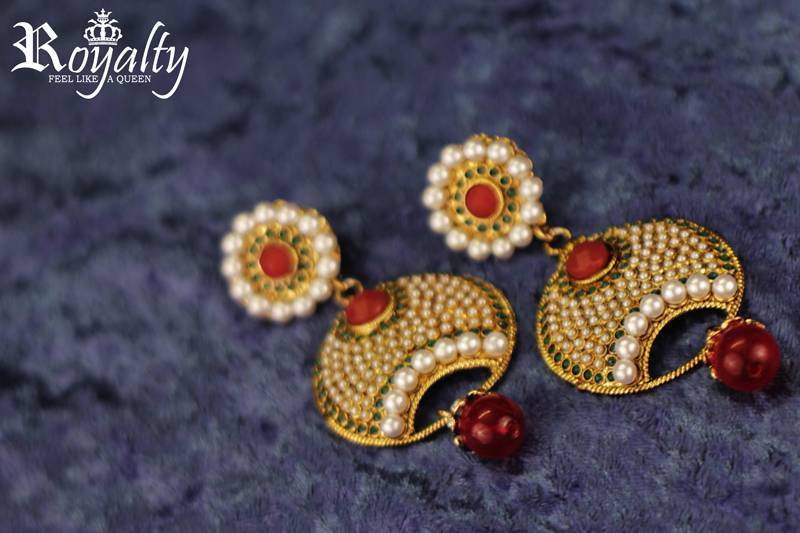 Royalty Pearls studded Polki Earrings