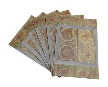 Lal Haveli Handmade Decorative Table Mats Set of 6 Silver Grey silk Kitchen Placemats Set for Dining Table 1
