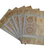 Lal Haveli Handmade Decorative Table Mats Set of 6 Silver Grey silk Kitchen Placemats Set for Dining Table