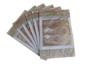 Lal Haveli Mats for Table, Dining Table Mat Set of 6 Banarsi silk Fabric Kitchen Placemats 1