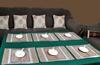 Lal Haveli Mats for Table, Dining Table Mat Set of 6 Banarsi silk Fabric Kitchen Placemats 2